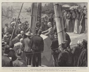 Le Barrage du Nil, le duc de Connaught posant la première pierre du grand barrage à Assouan